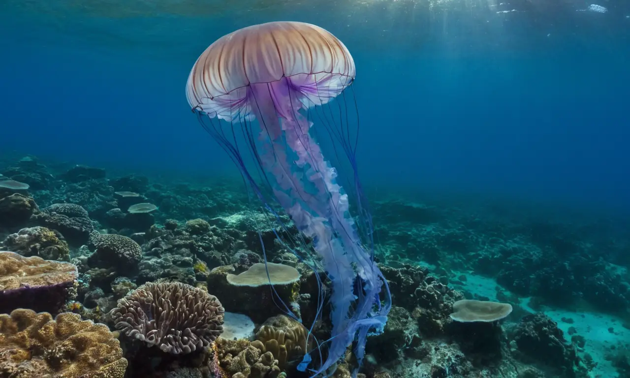 Medusas translucidas brillan en un mar sereno