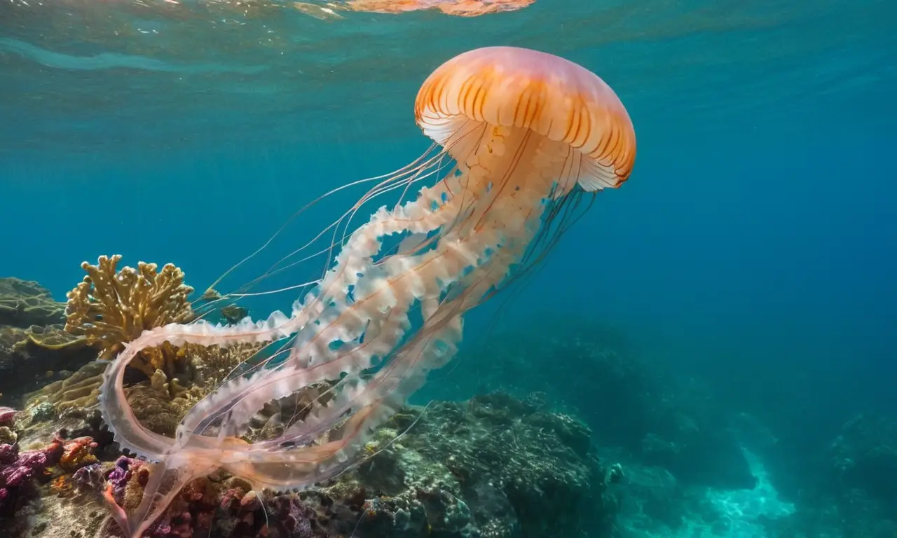 Medusas etéreas nadan en aguas cristalinas