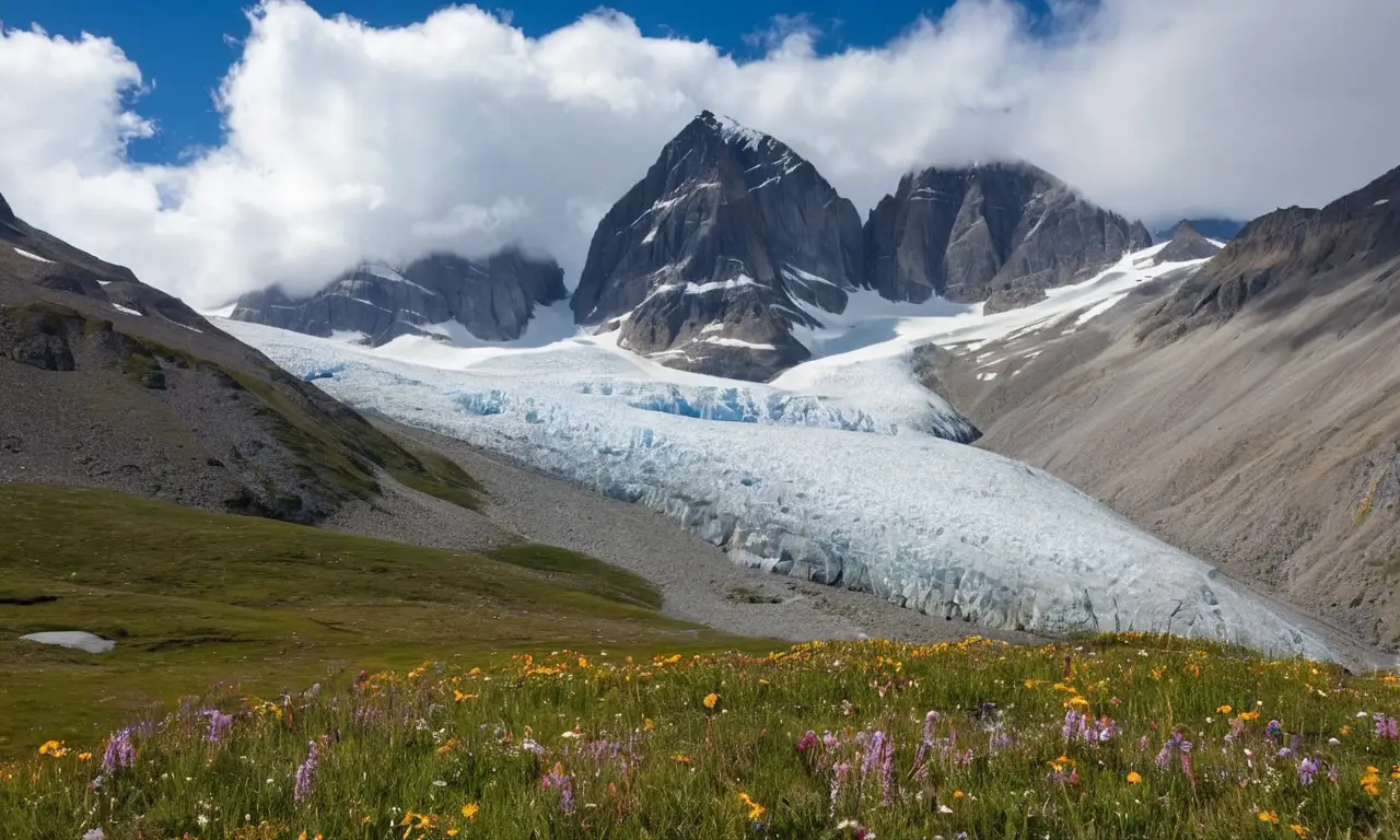 Paisaje montañoso glacial, belleza natural impresionante