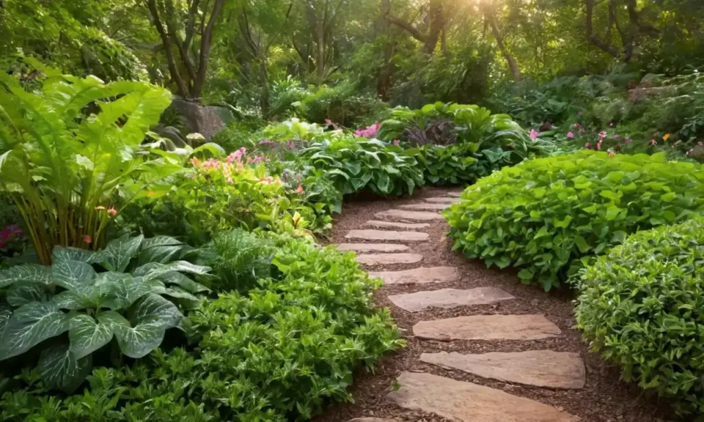 Jardín vibrante y armonioso lleno de vida