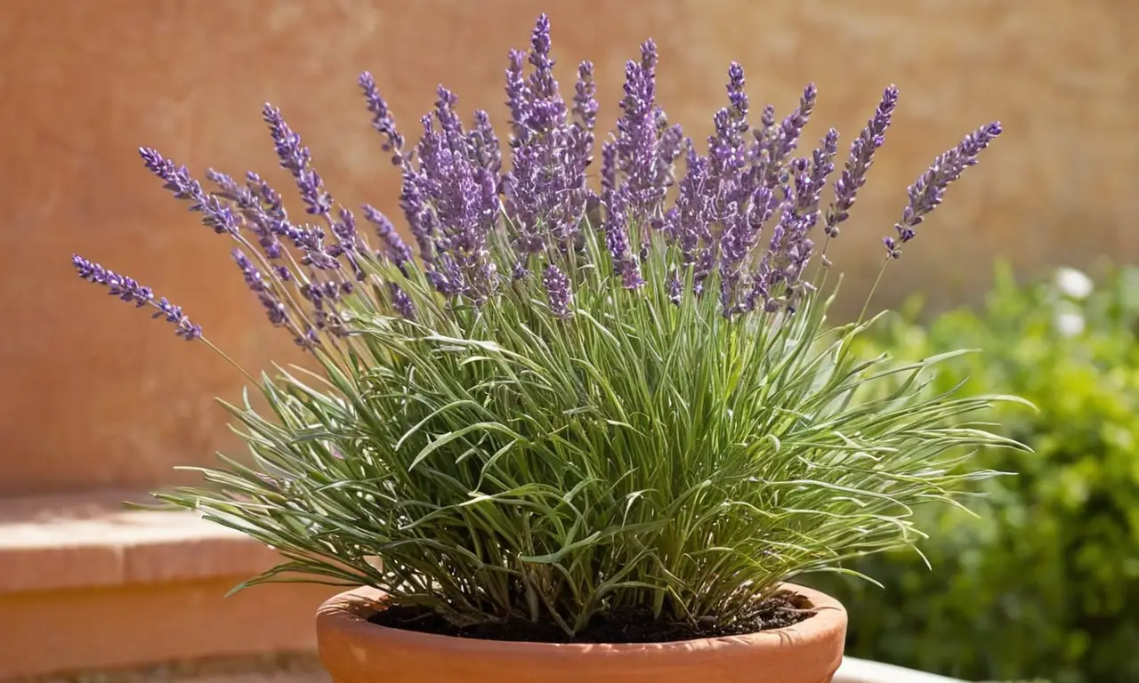 Planta de lavanda en maceta terracota