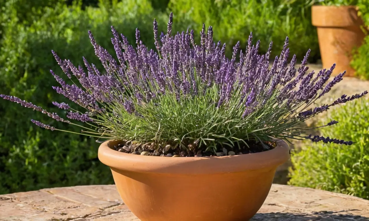 Planta de lavanda iluminada y acogedora