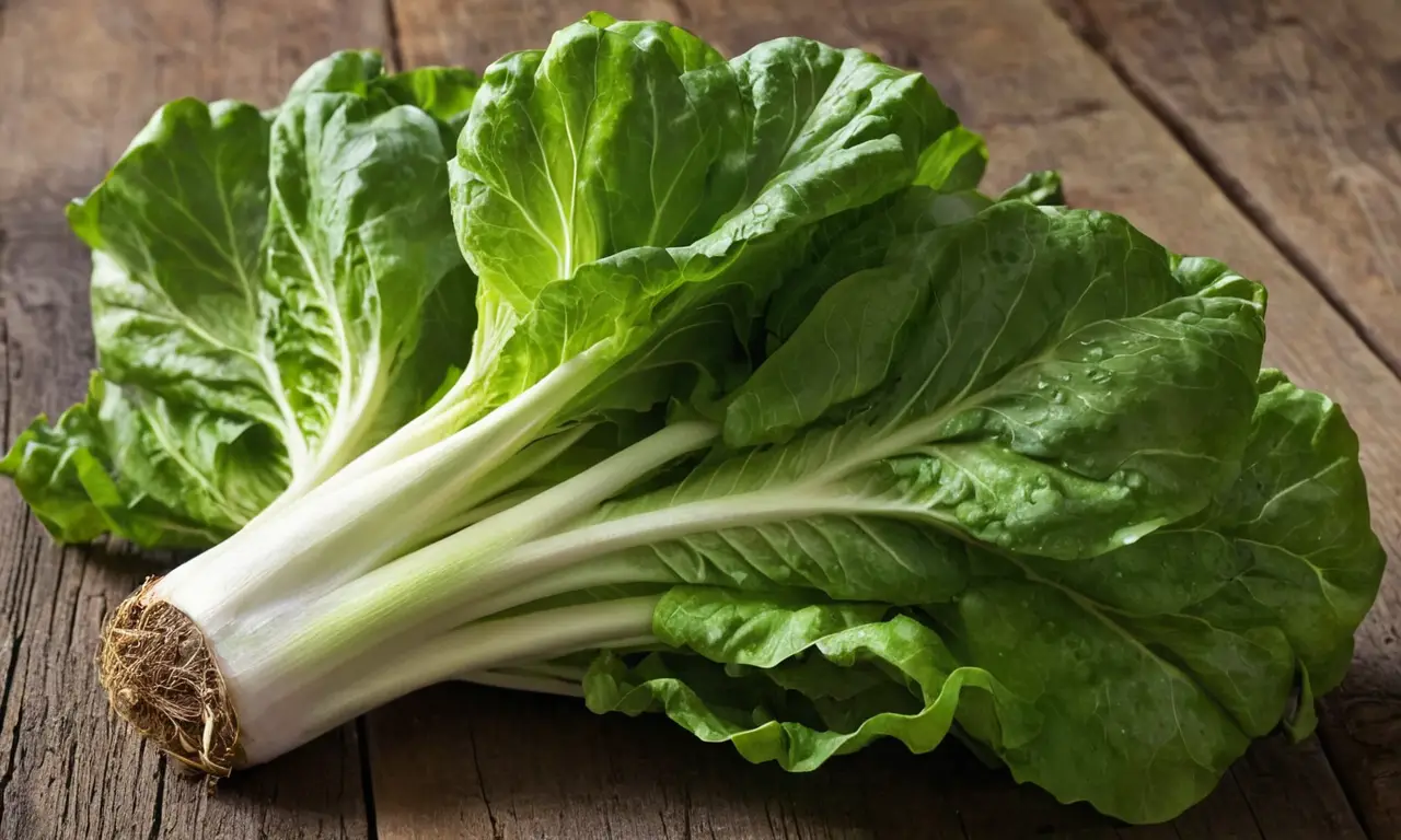 Lechuga fresca y vibrante sobre madera rústica