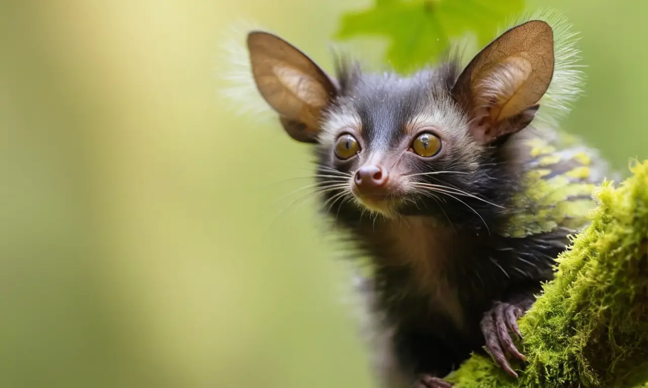 Aye-aye curioso en entorno sereno y vibrante