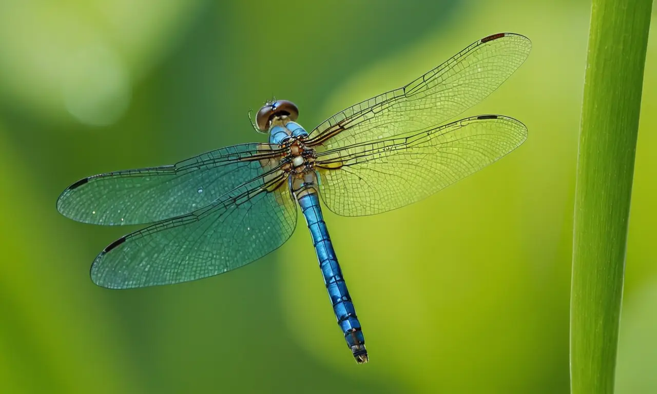 Libélula iridiscente en su hábitat natural