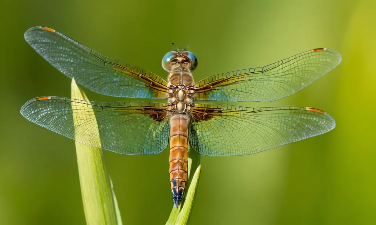 Libélula brillante en un sereno entorno natural