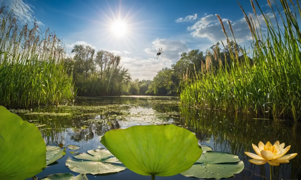 Un tranquilo estanque refleja la vida