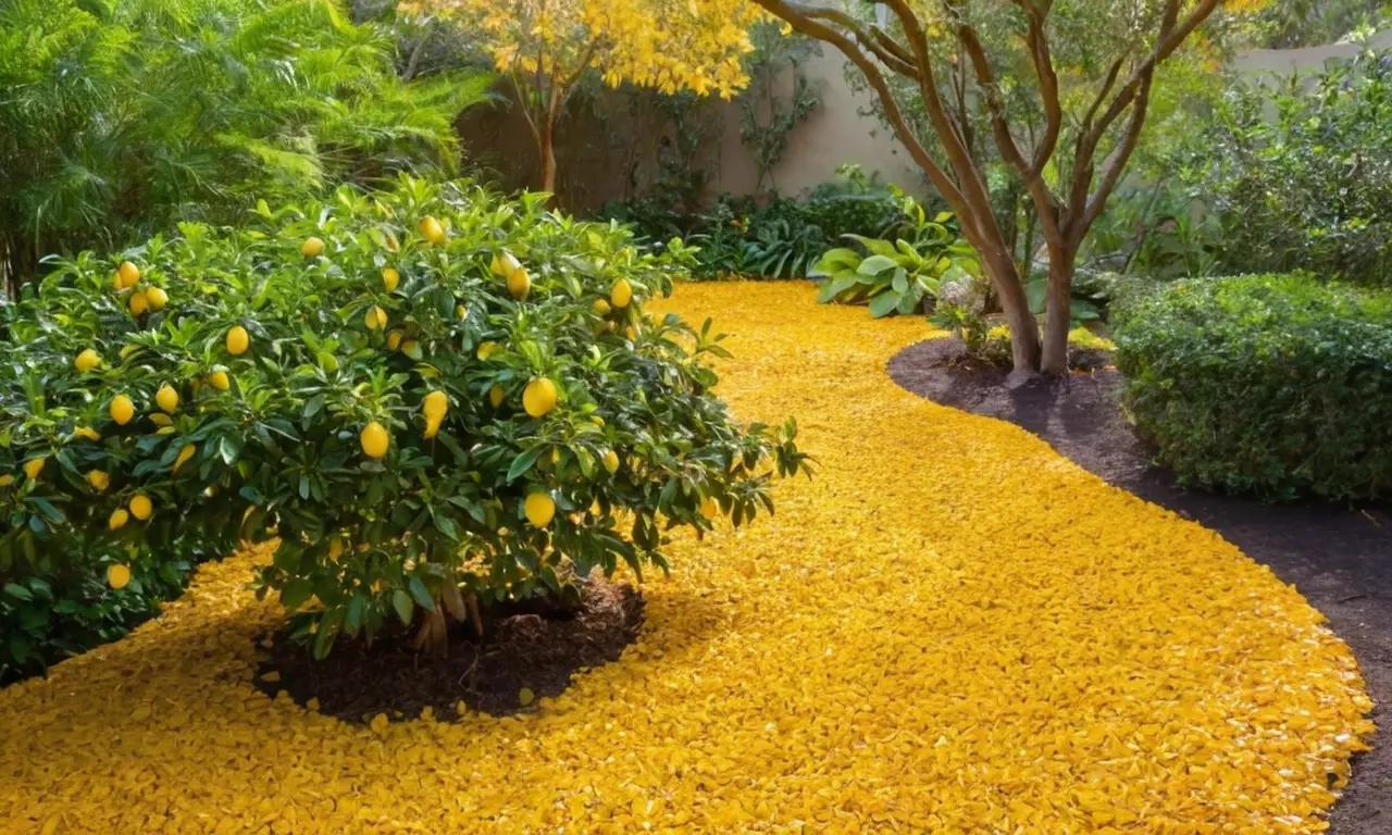 Limonero en jardín con hojas amarillas dañadas