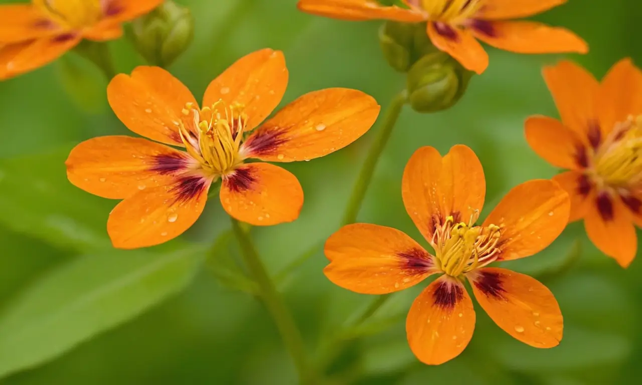 Flores naranjas brillantes en un jardín vibrante