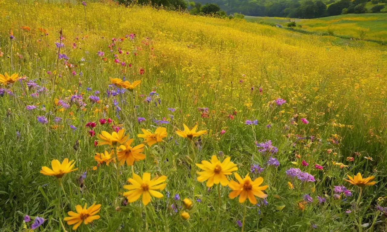 Un prado de flores silvestres vibrante y armonioso