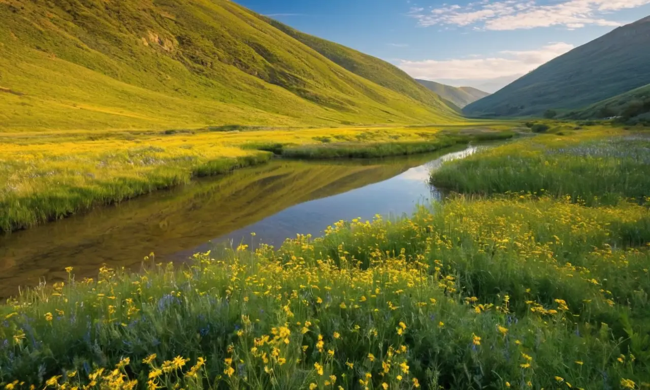 Paisaje vibrante y sereno, lleno de vida