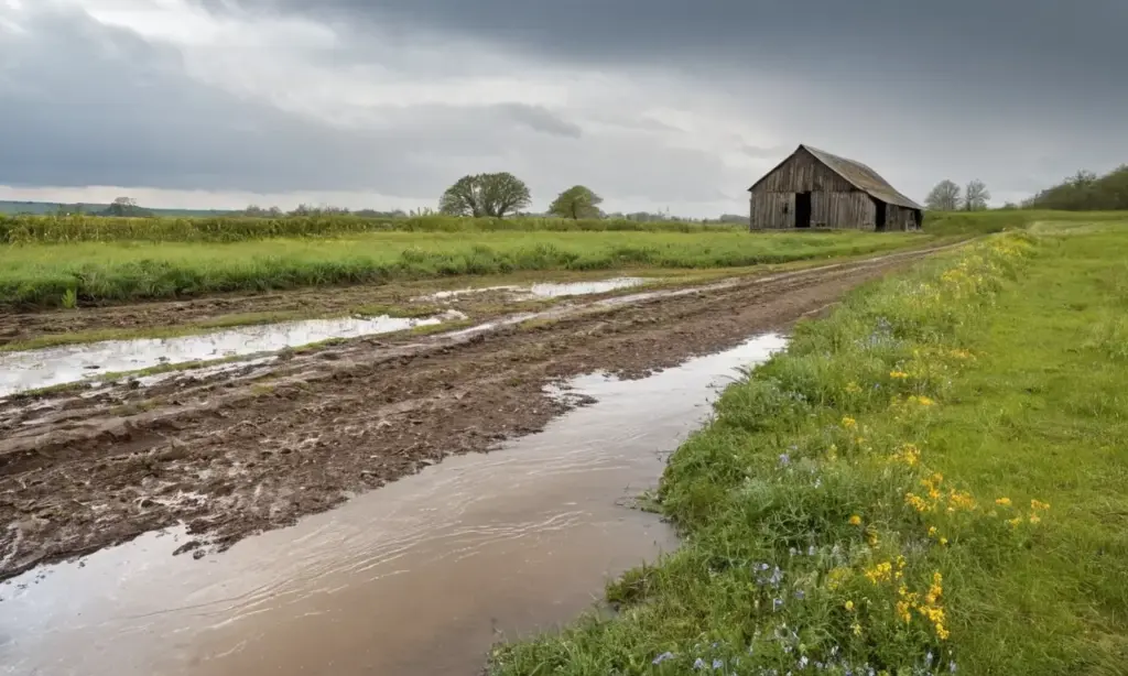 Paisaje sombrío y hermoso tras la tormenta