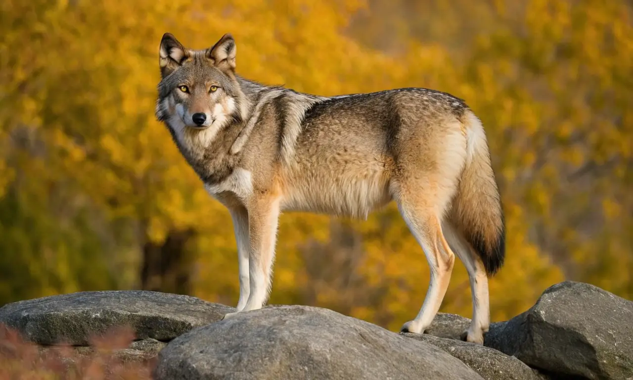Lobo gris alerta en un paisaje salvaje