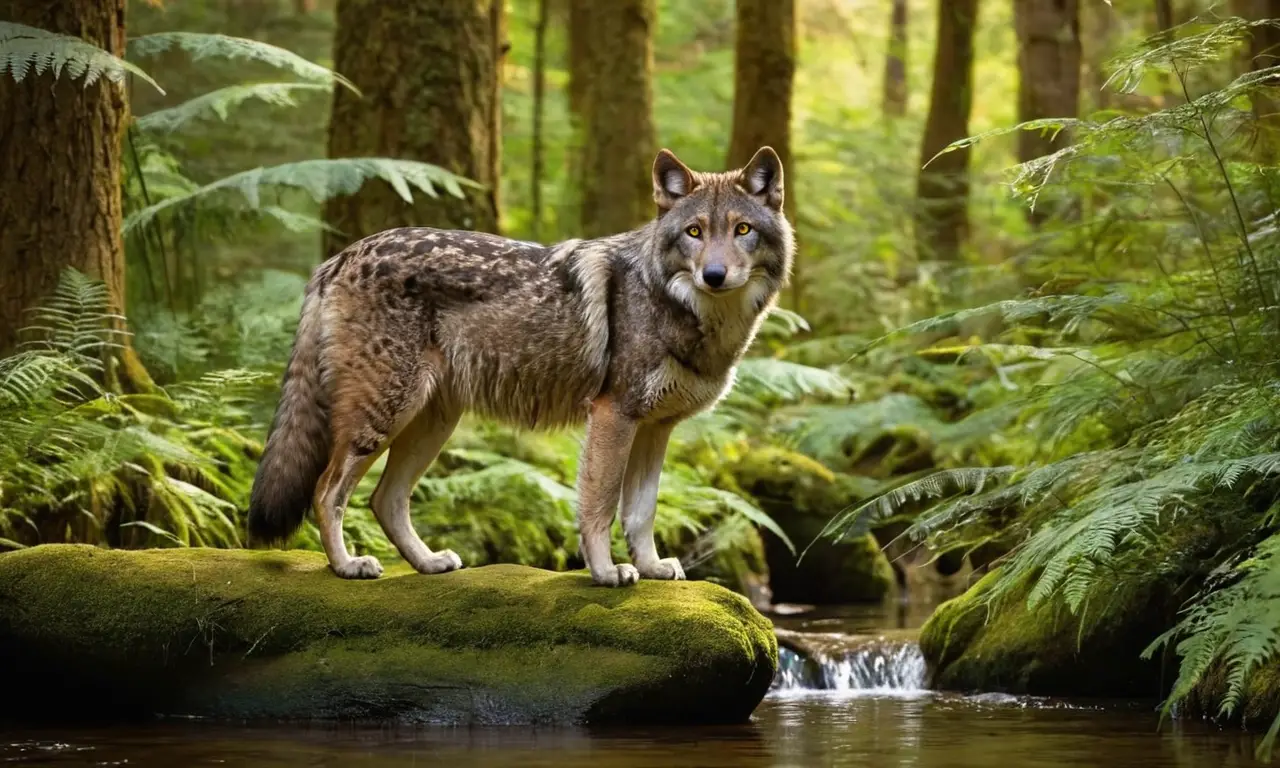Escena forestal vibrante con animales en acción