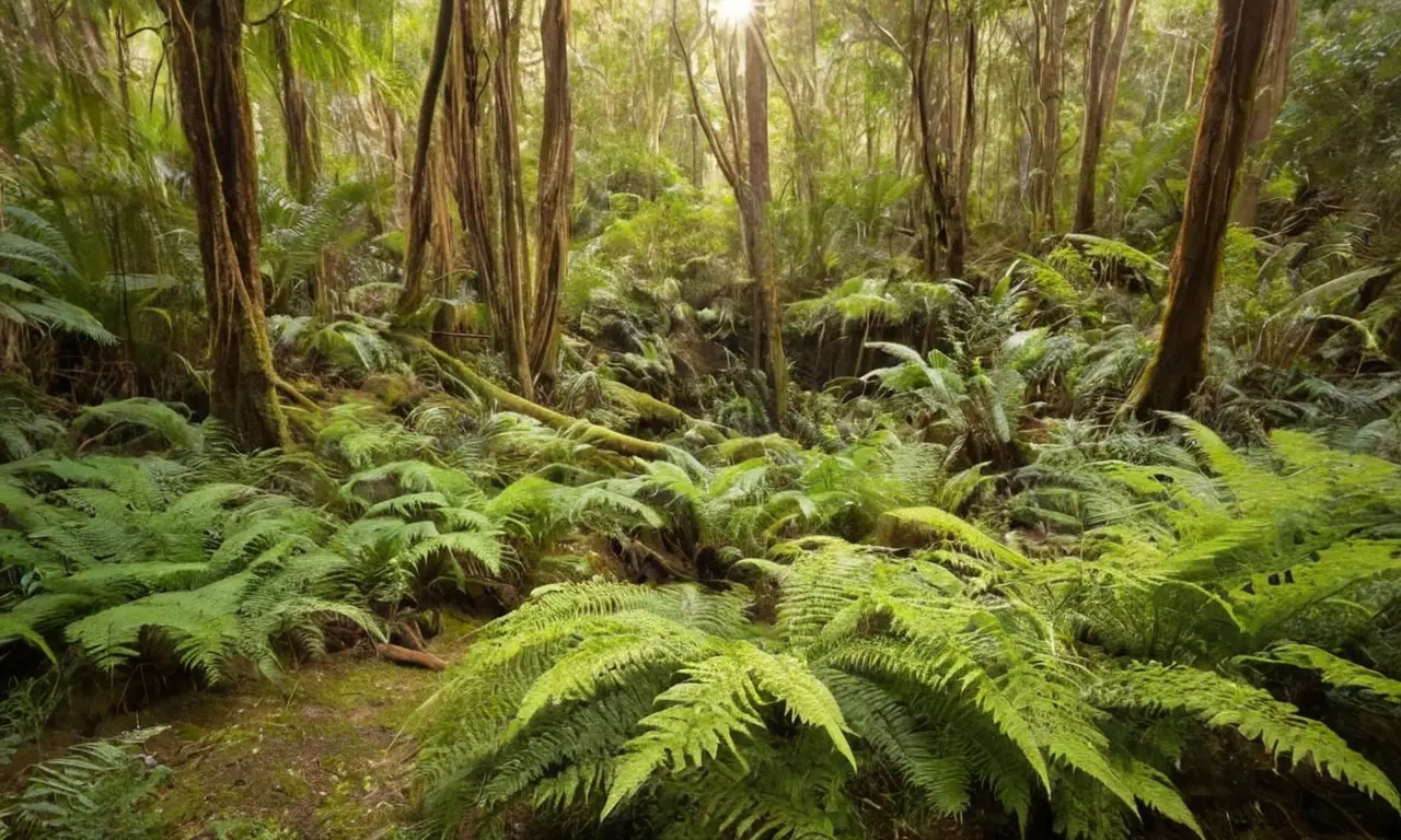 Bosque vibrante con fauna y flora serena