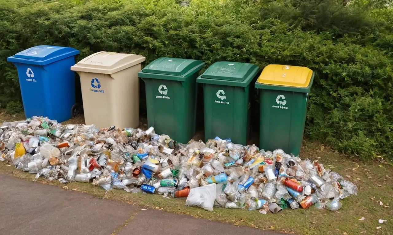 Escena de reciclaje comunitario al aire libre