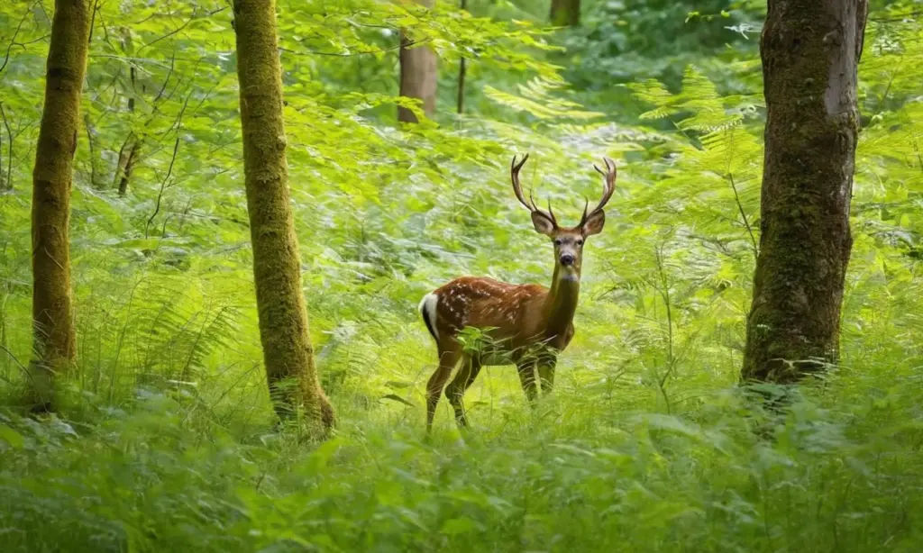 Un ciervo elegante en un bosque tranquilo