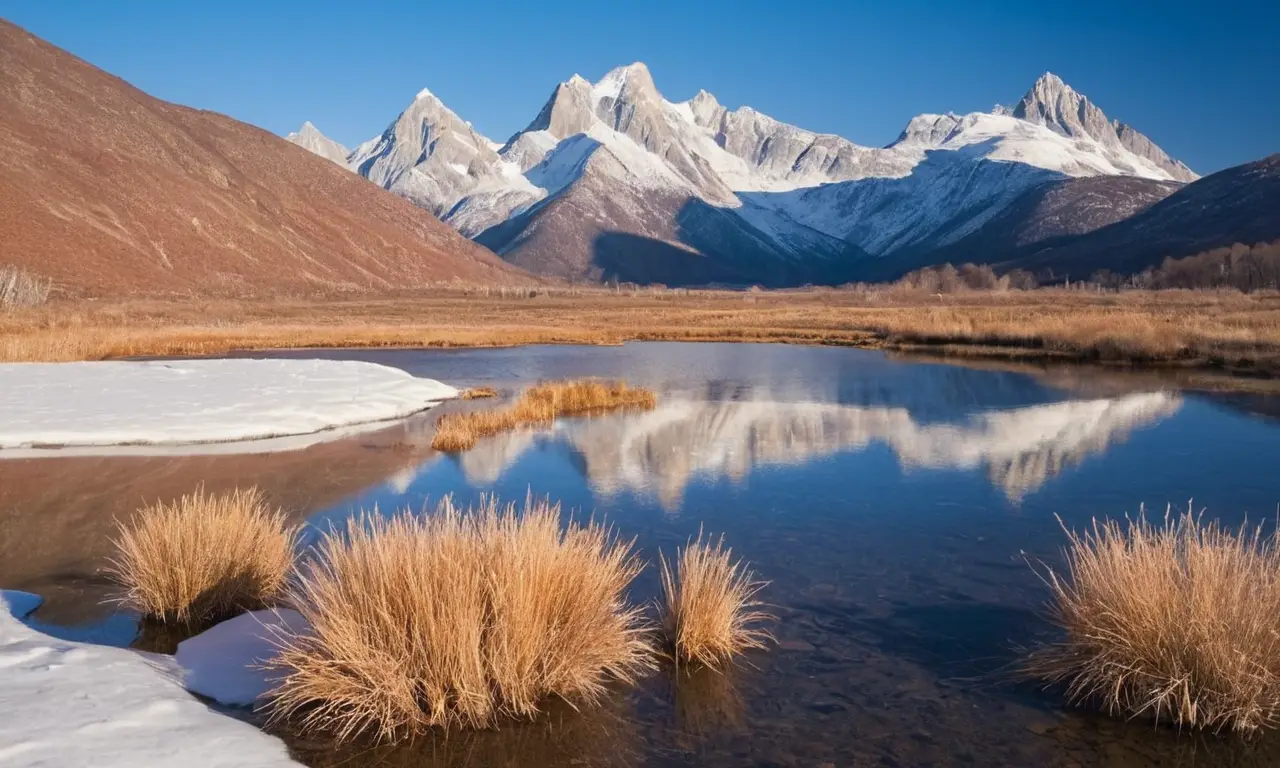 Paisaje invernal sereno con montañas nevadas