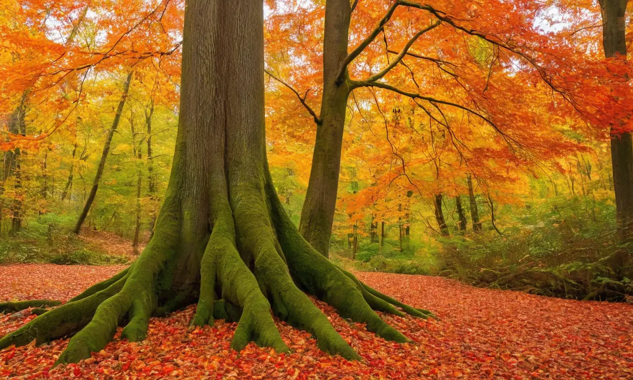Árbol madroño en un sereno bosque