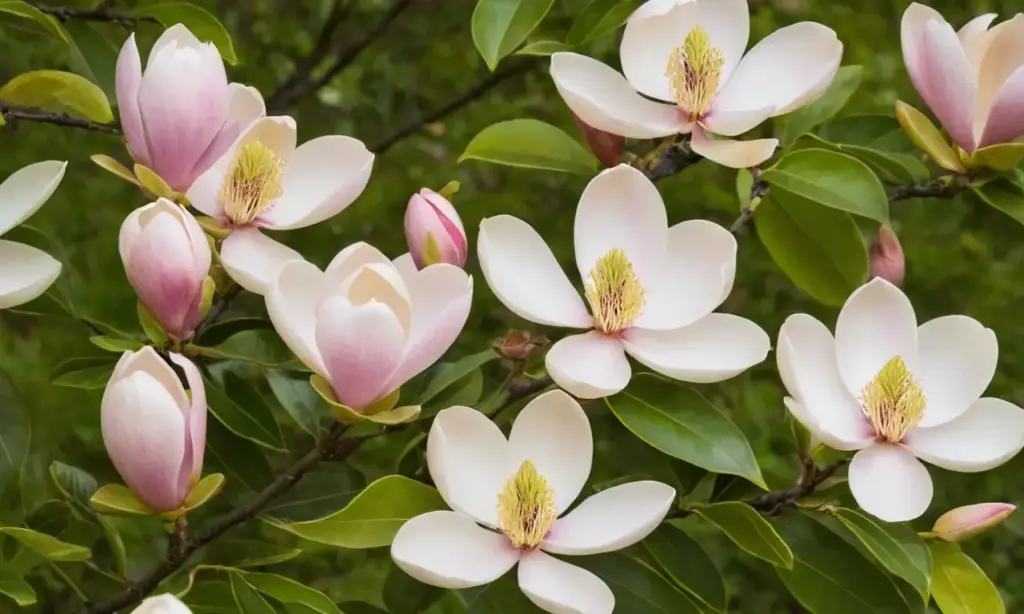 Magnolias delicadas en diversos tonos brillantes