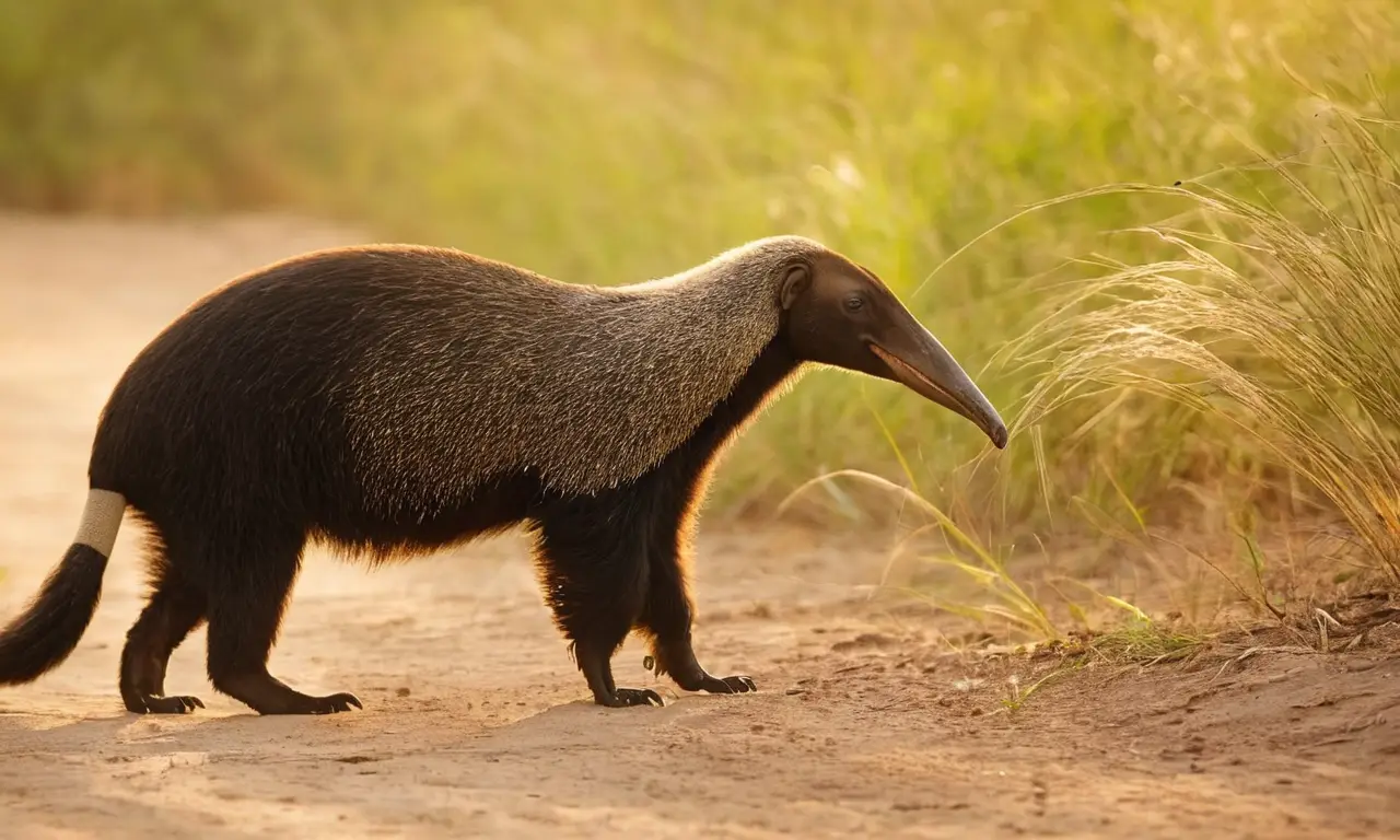 Anteater en la savana bajo luz dorada