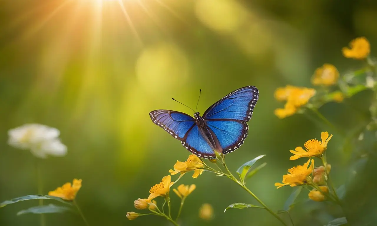 Mariposas vibrantes en un jardín soleado