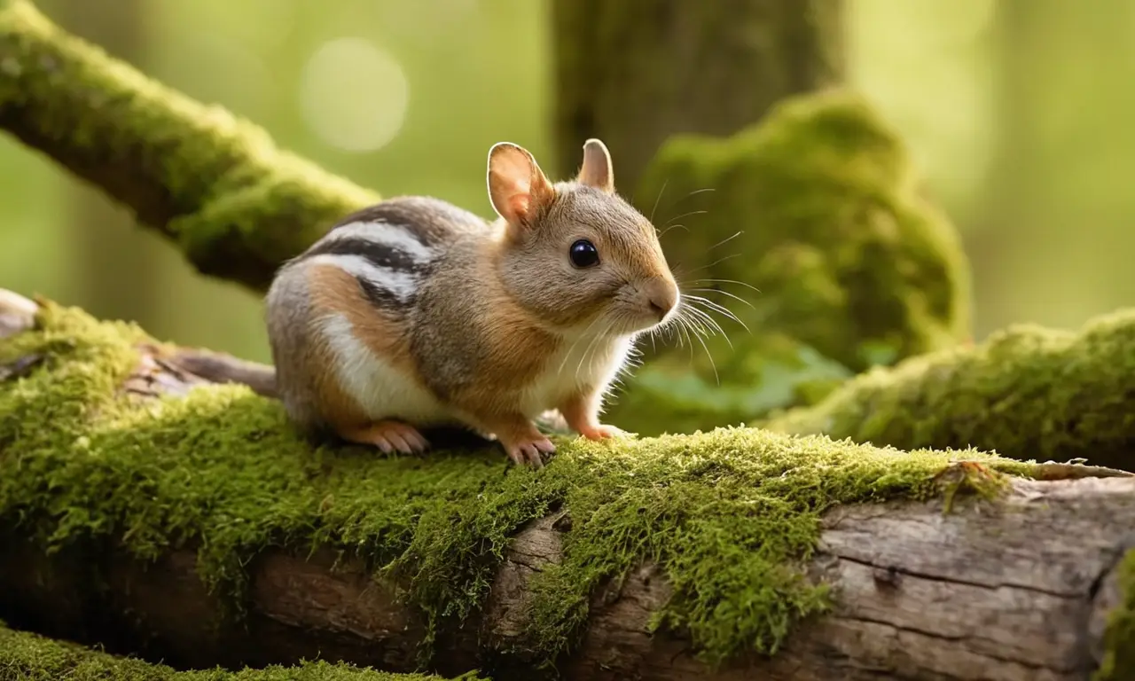 Un mamífero descansa en un bosque iluminado
