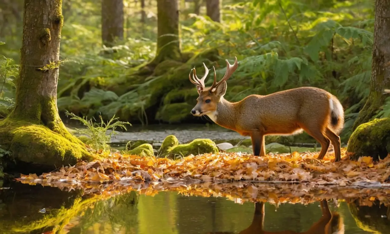 Escena forestal vibrante con animales realistas