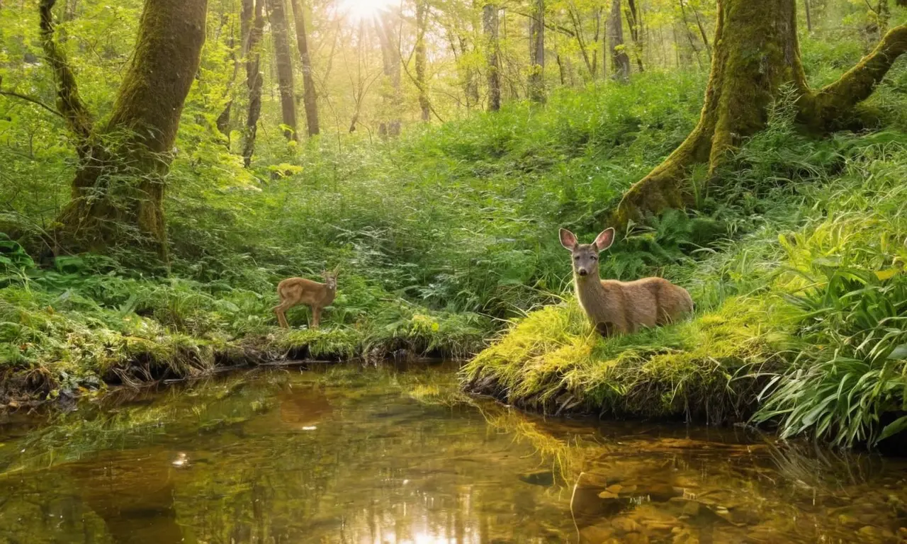Bosque exuberante con fauna serena y armoniosa