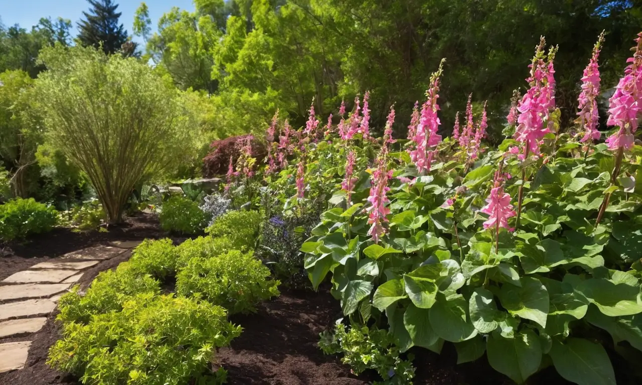 Naturaleza vibrante con flores, hojas y luz