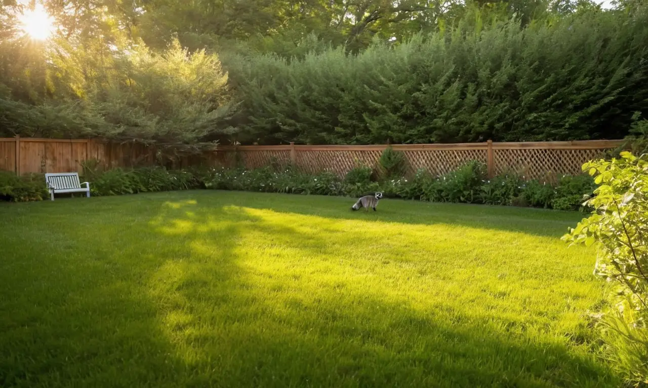 Jardín sereno al atardecer con naturaleza