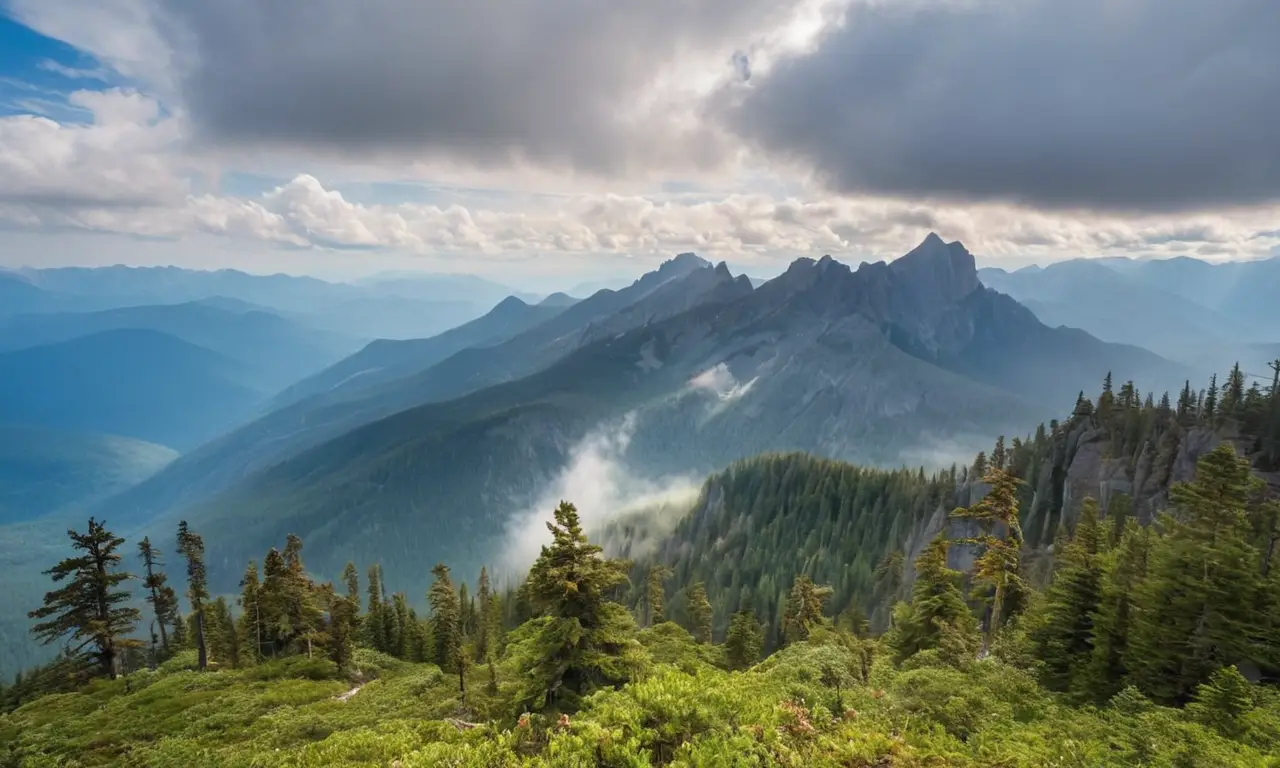 Majestuosos montes envueltos en tranquilidad y luz