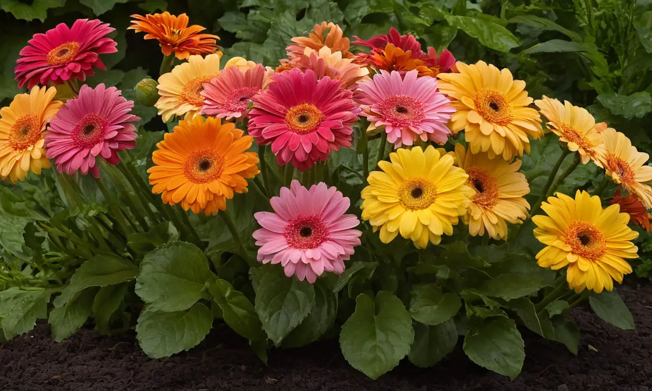 Gerberas vibrantes florecen en un jardín vivo