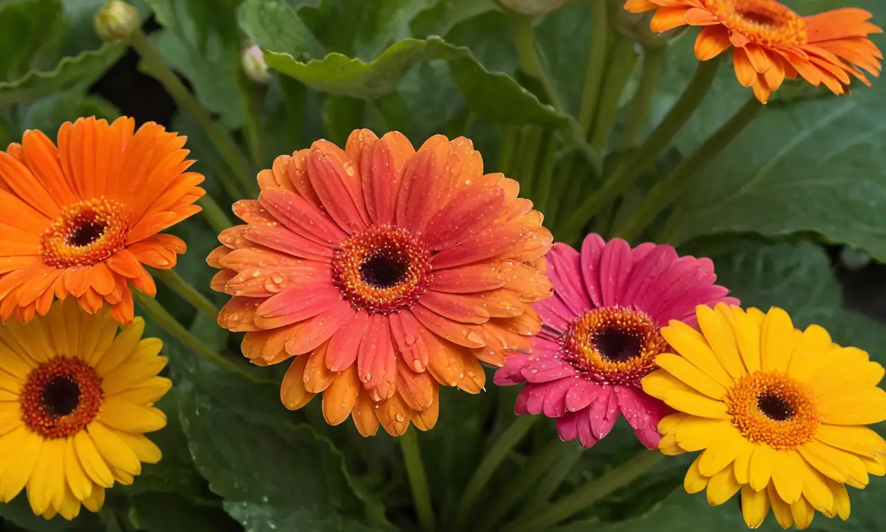Gerberas vibrantes en un jardín soleado