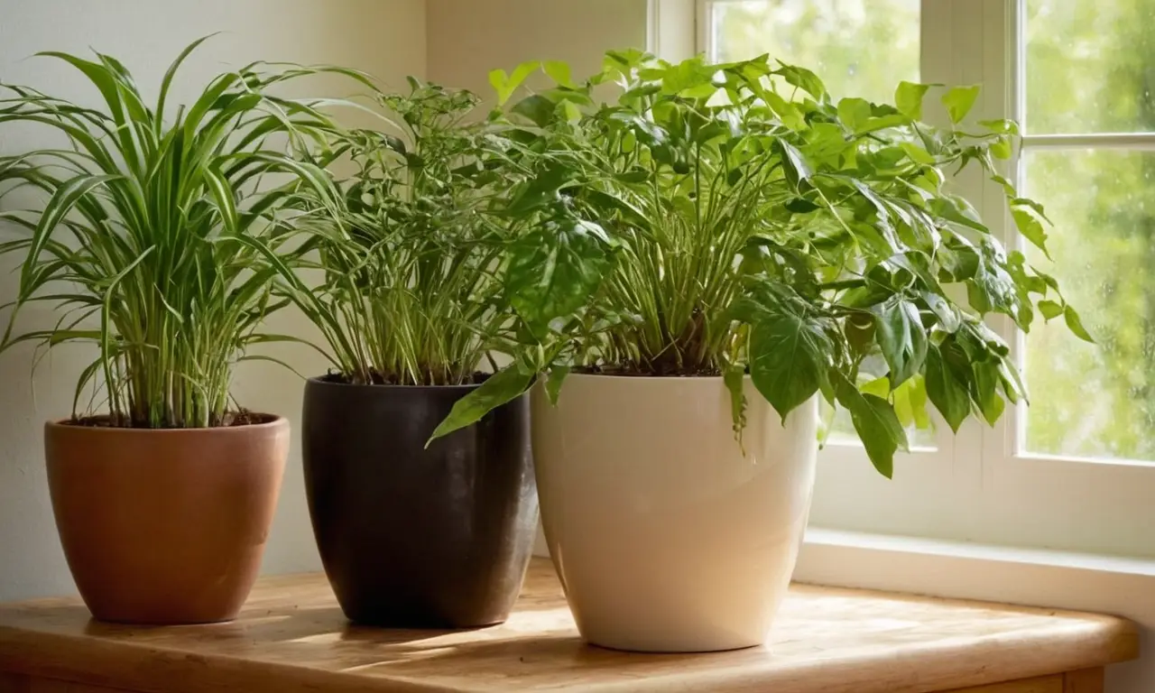Plantas verdes crean una atmósfera serena