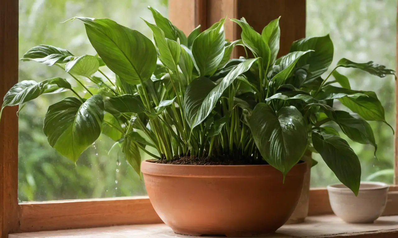 Plantas tranquilas con hojas verdes brillantes