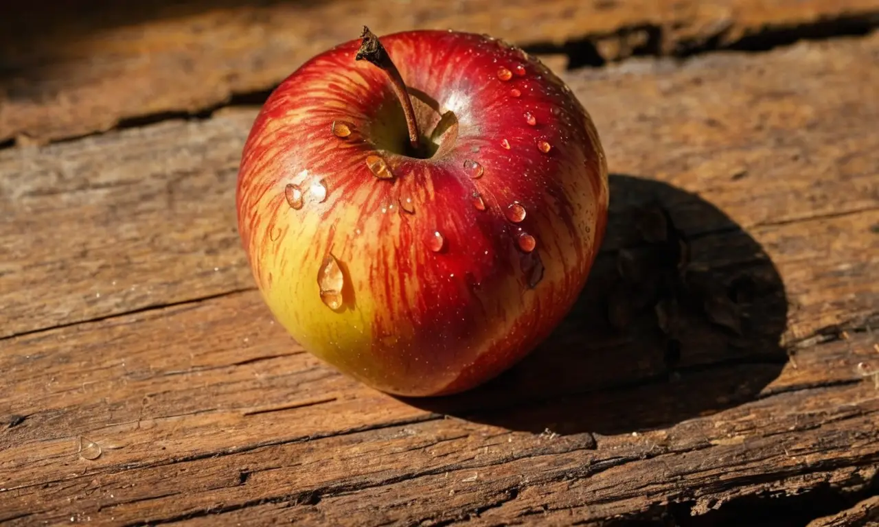 Manzana medio podrida en superficie desgastada