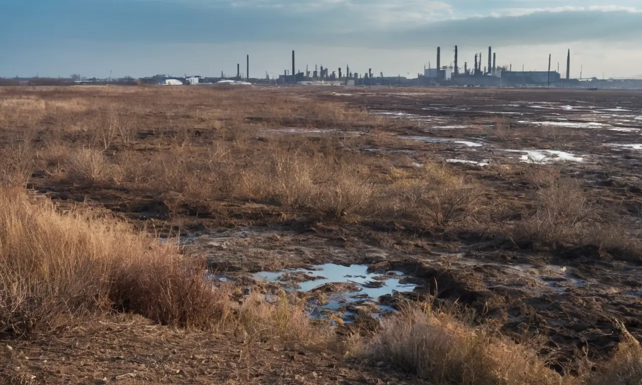 Paisaje desolador que resalta la contaminación urgente