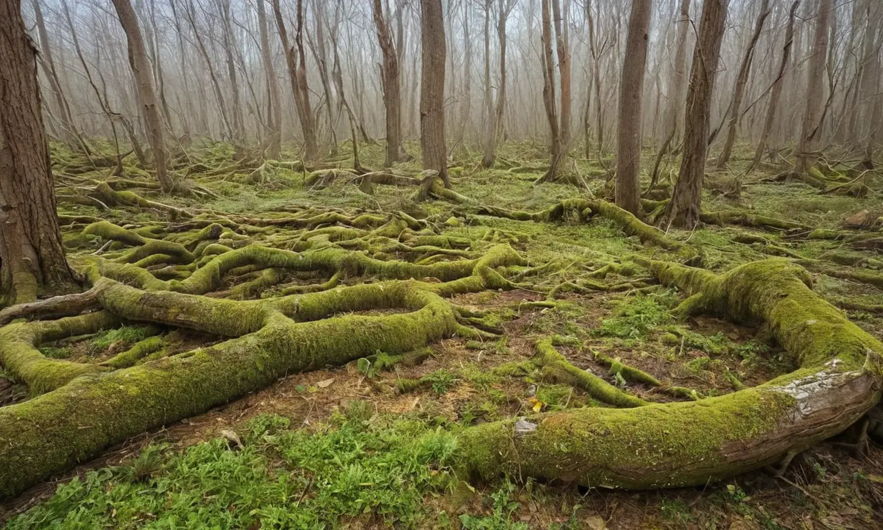 Un bosque marchito y contaminado en silencio