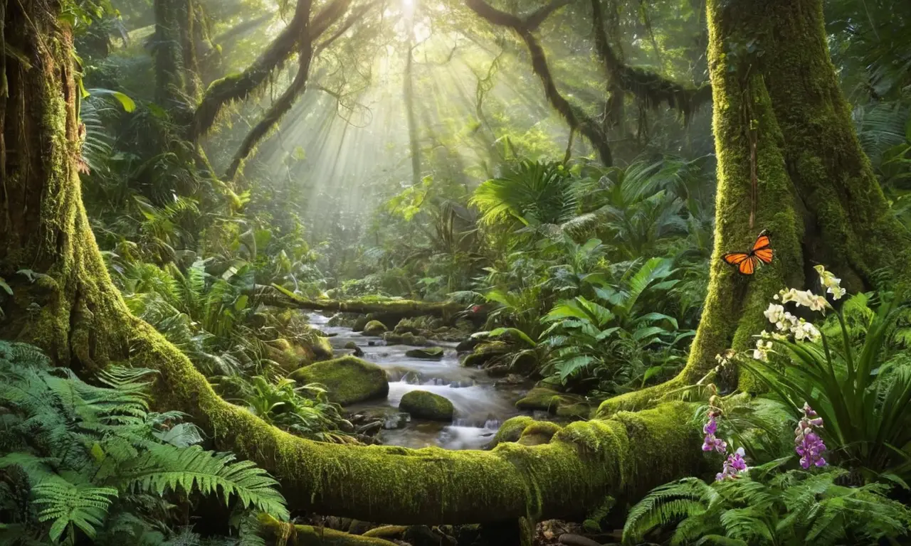 Selva vibrante con rica biodiversidad y armonía