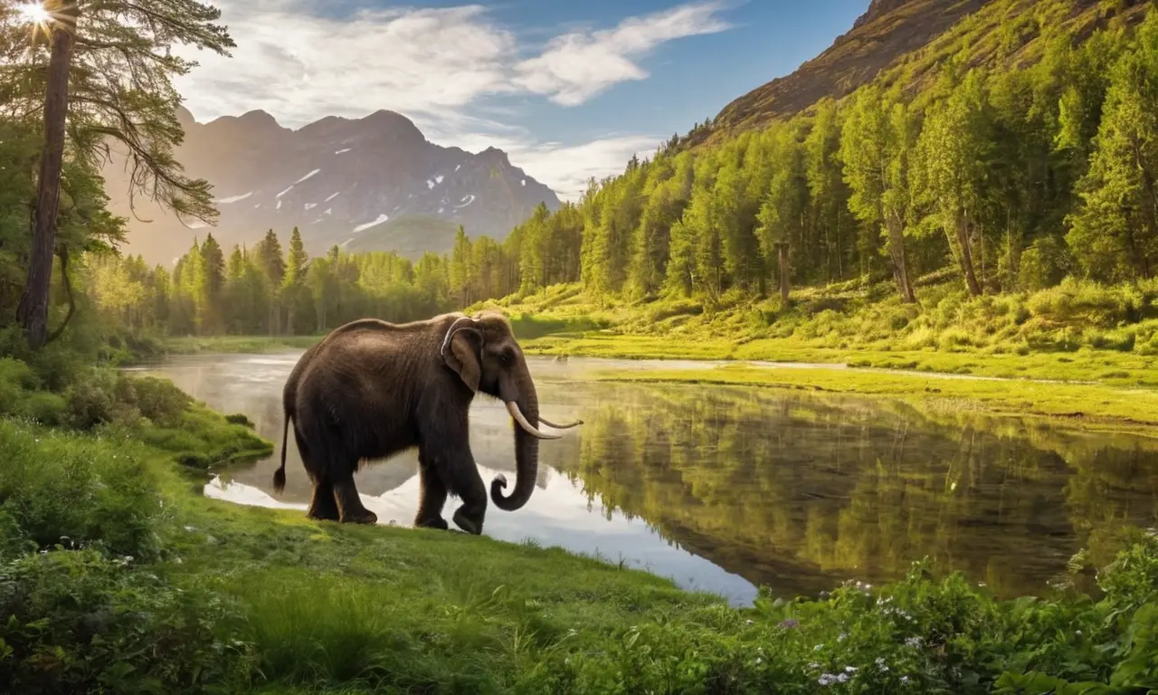 Un paisaje prehistórico vibrante con megafauna