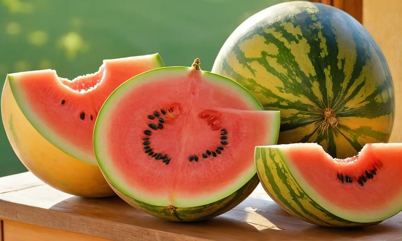 Exquisitos melones frescos en una mesa