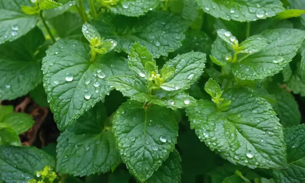 Hojas de menta brillantes y armoniosas