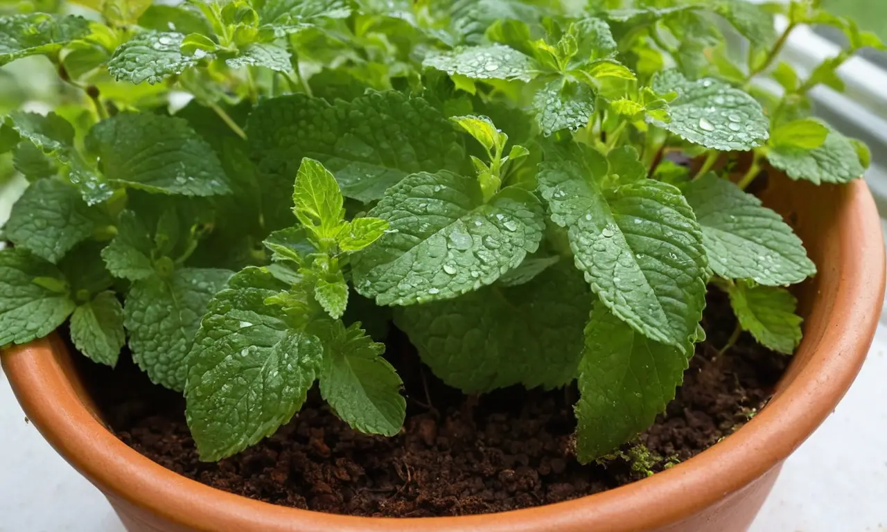 Hojas de menta brillantes en un entorno acogedor