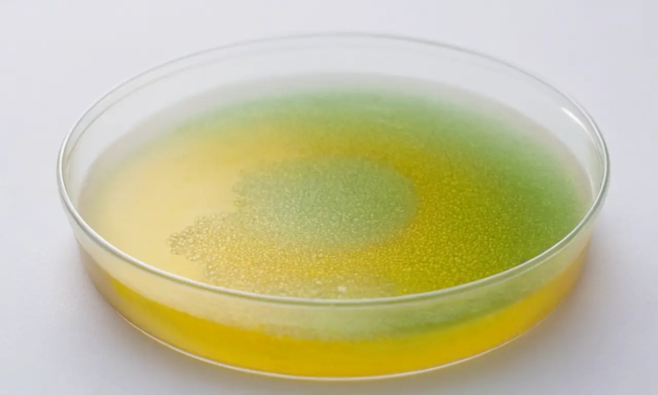 Colonias bacterianas coloridas en un cultivo
