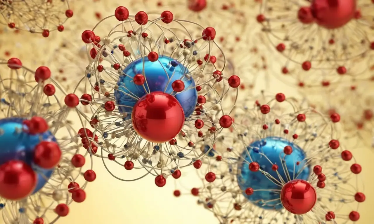 Estructura atómica detallada y colores variados