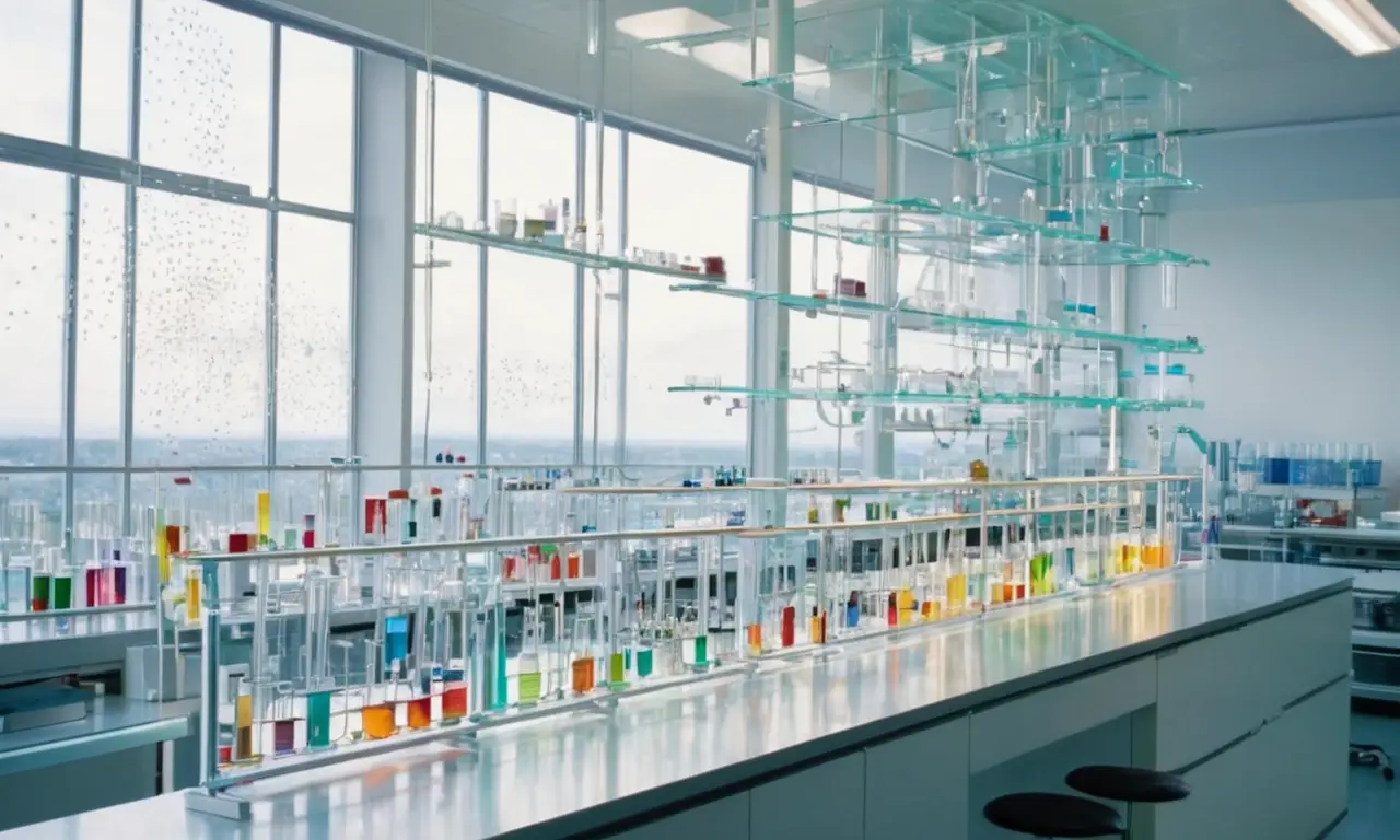 Laboratorio vibrante con química y ciencias