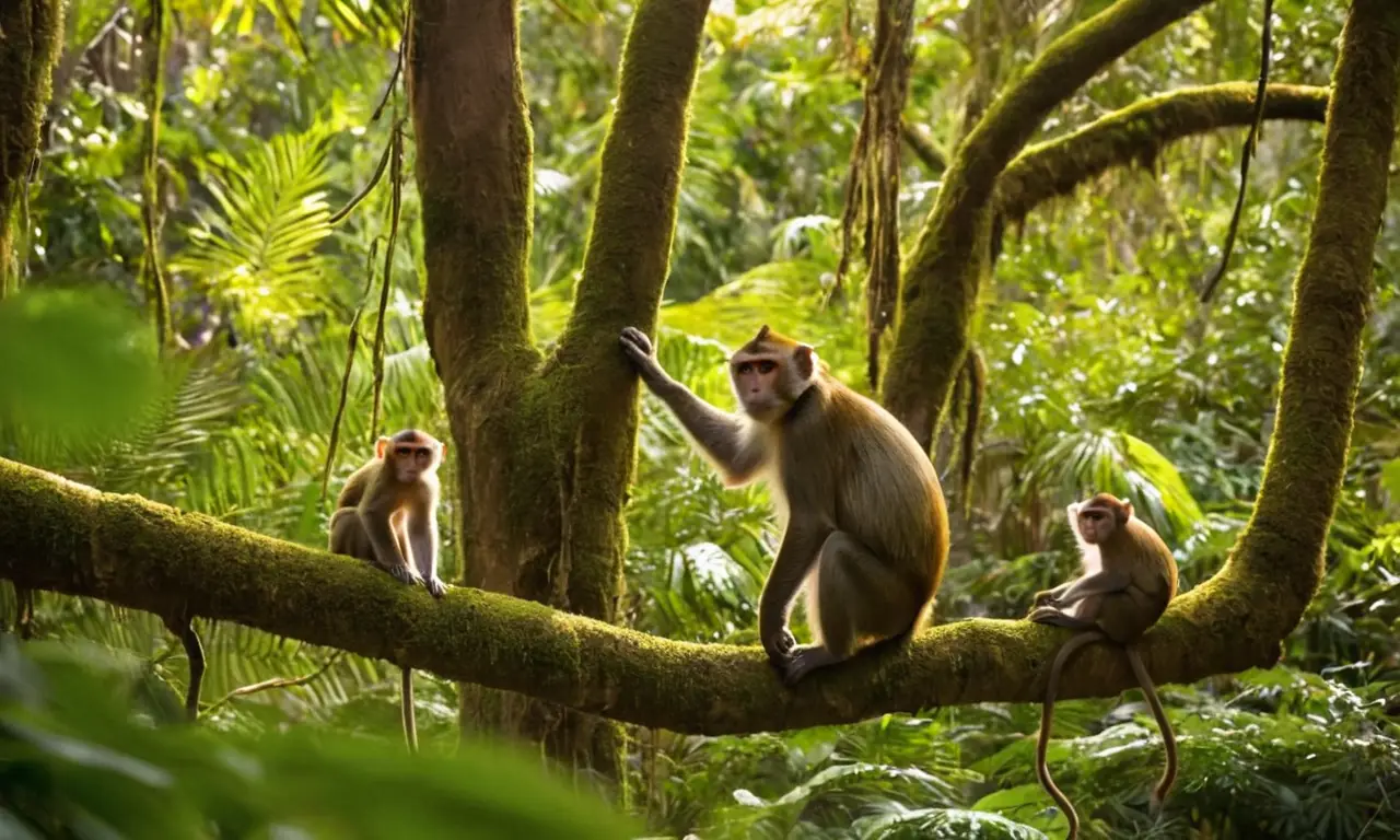 Selva vibrante con monos jugueteando