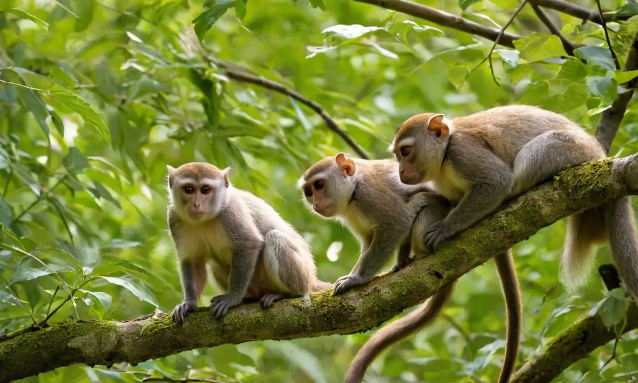 Selva densa con primates curiosos y sociales