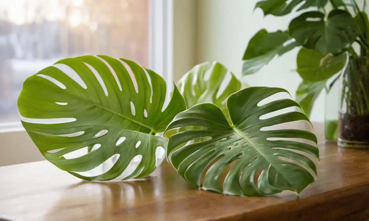 Hojas de Monstera en hermoso arreglo natural